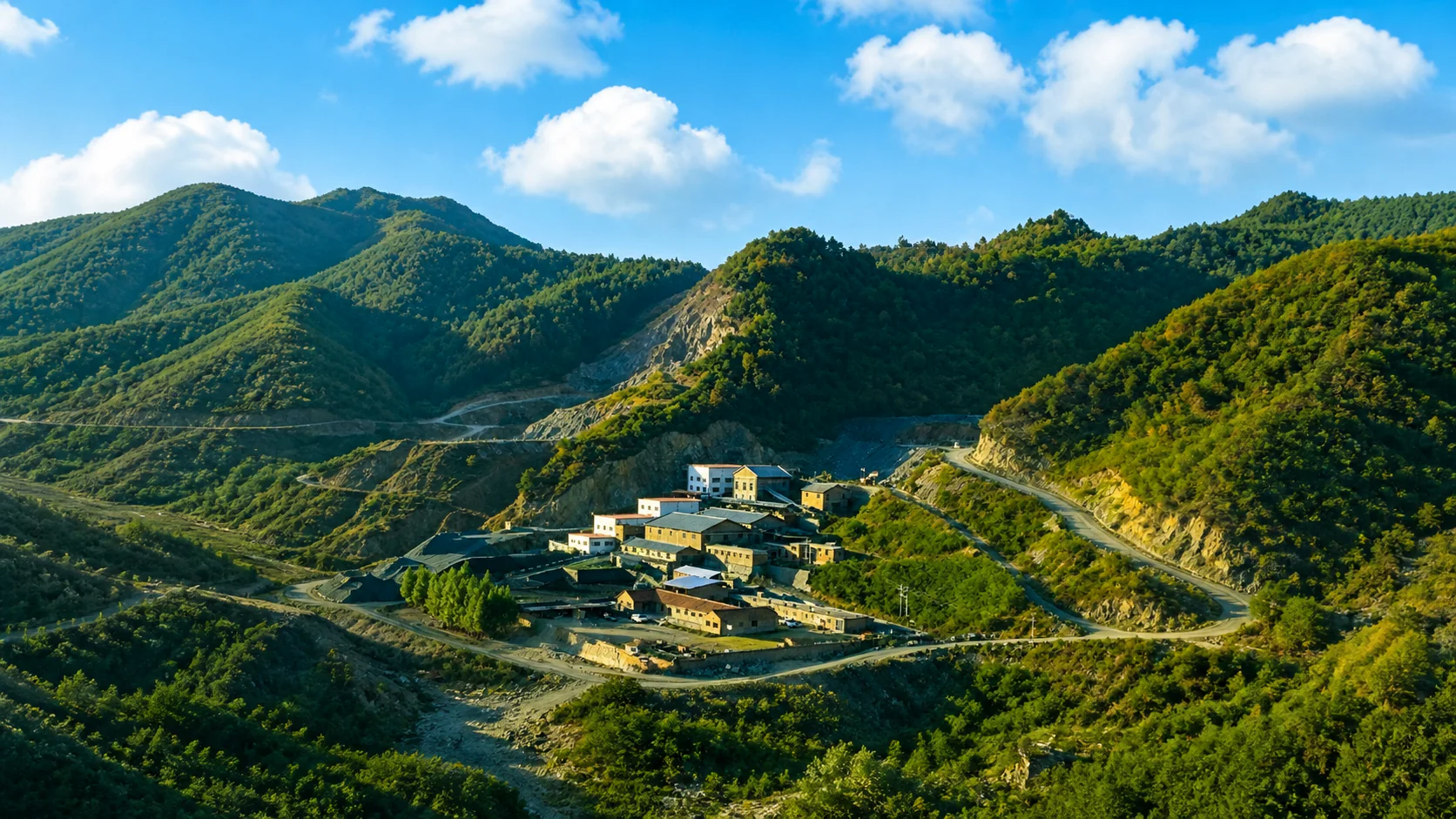 群山环抱的罕王绿色矿山与生产基地