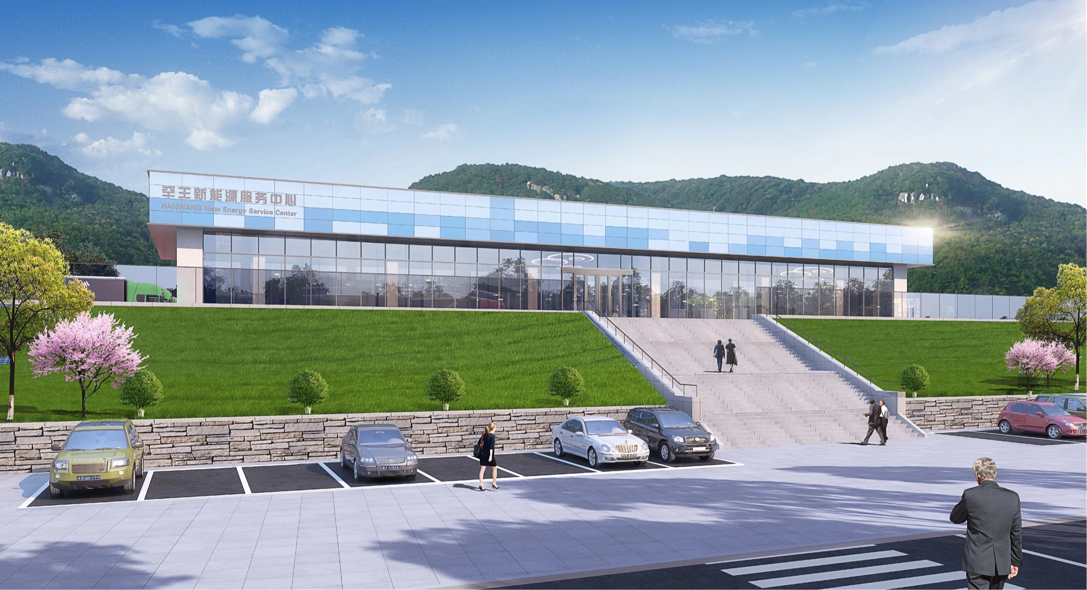 West-facing rendering of the Hanking New Energy Service Centre